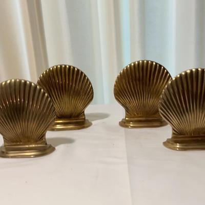 Solid Brass Shell Bookends 