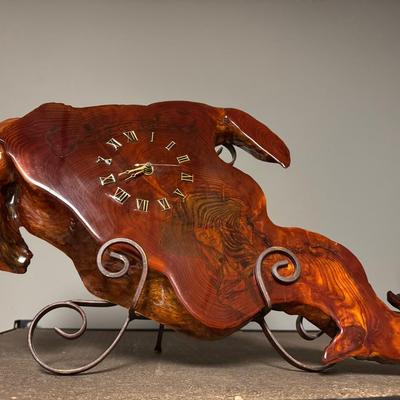 Burl Wood Polished Clock