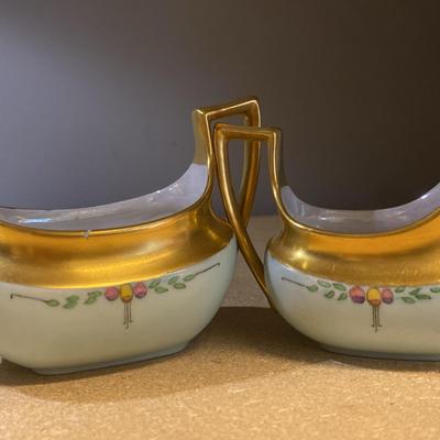 Vintage TK Czechoslovakia Porcelain Sugar And Creamer Set