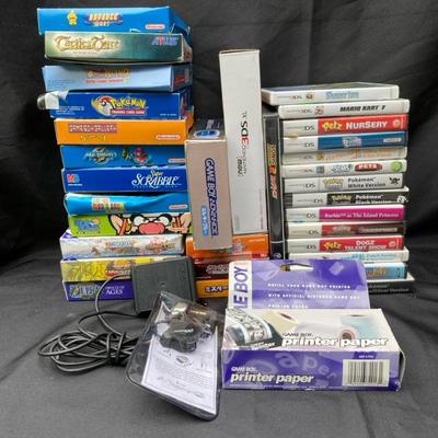 Nintendo Gameboy Printer Paper, Gameboy Advance AC Adapter, DS earbuds And EMPTY Game Boxes 