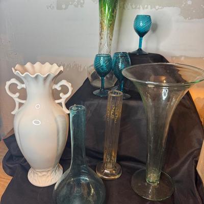 Japan Vase, Italian Vase And Other Glassware