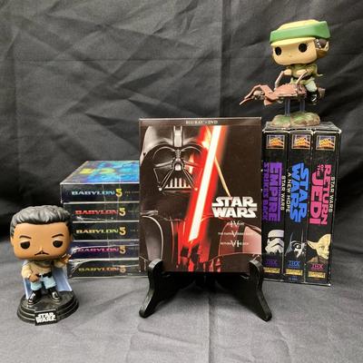 Star Wars VHS, DVD and blu-ray trilogies, Funko Pop And Babylon 5  