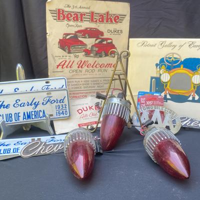 Chevrolet Emblems, Vintage Tail Lights, Dukes Auto Club Poster, Early Automobile Portraits Book