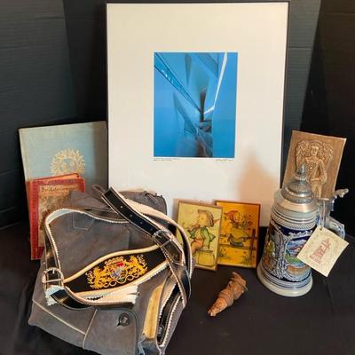 German Art, Beer Stein, Lederhosen, And Vintage Books