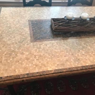 Arhaus mosaic table with cast iron base $599
72 X 40 X 30"