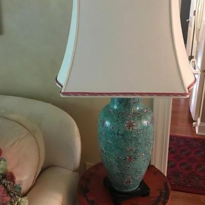 lamp with custom made shade $225