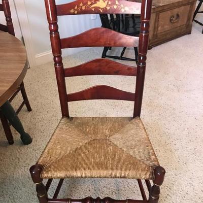 set of 4 ladder back chairs with rush seats $240