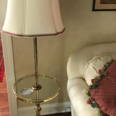 lamp table with custom made shade $250