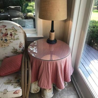 skirted table with topper and glass $99
24"
2 available