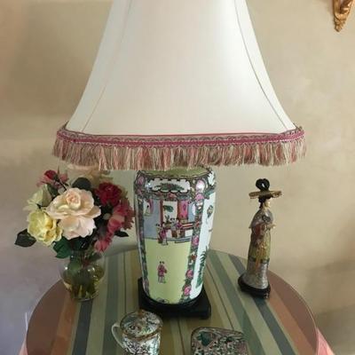 lamp with custom made shade $325