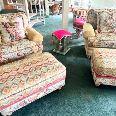 Vintage Club chairs with MacKenzie-Child's feet