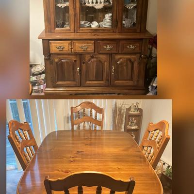 Dining Room Table with 4 Chairs and China Cabinet 