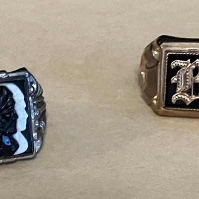 Men's Signet Ring and Sterling Cameo Ring 