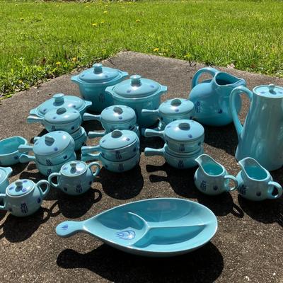 Mid-Century Cronin Blue Tulip Pottery