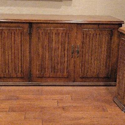 Vintage Wood Sideboard & Octagonal Cabinet | Mid-Century Inspired Storage