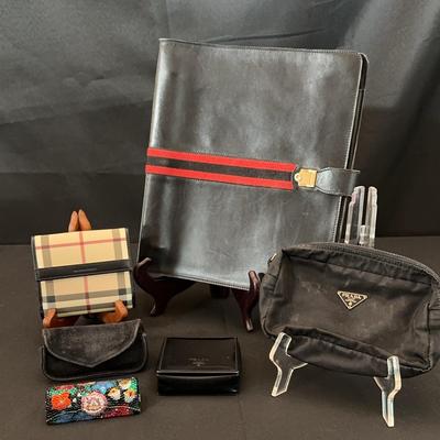 Designer Collection | Burberry Wallet, Gucci Notepad, Prada Makeup Cases, Katherine Baumann Lipstick