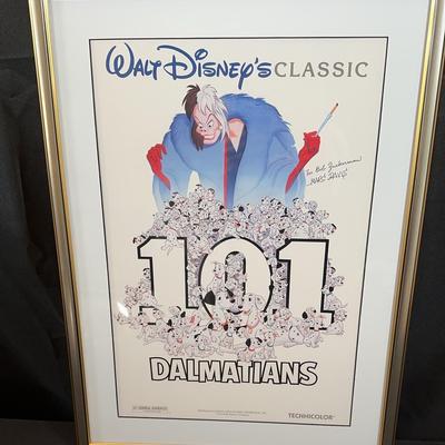 Framed Walt Disney's 101 Dalmatians Movie Poster | Signed By Marc Davis