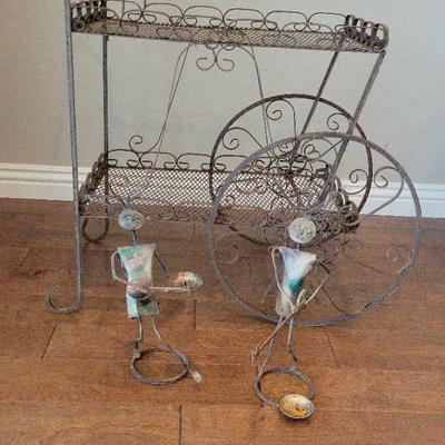 Vintage Wrought Iron Bar/ Flower Cart