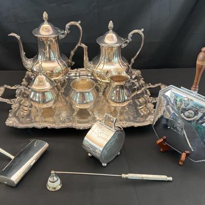 Silver-Plated Tea Set with Serving Tray & Accessories | Elegant 10 Piece Collection