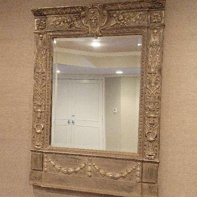 Elegant Gilded Wall Mirror | Ornate Carved Frame with Classical Motifs