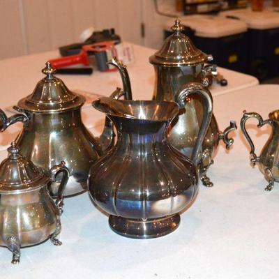 Silver On Copper Tea Set 