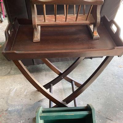Wood Tray On Stand & Magazine Racks