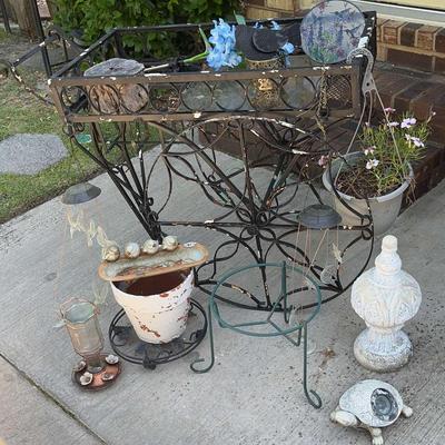Metal Serving Cart With Other Garden Accessories
