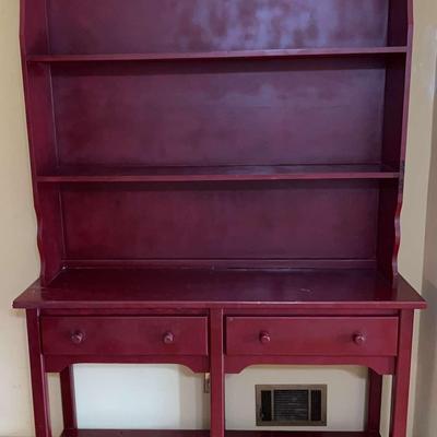Solid Wood Hutch In Burgundy Color