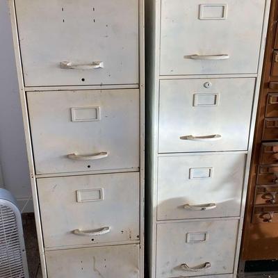 Two White Filing Cabinets Featuring Modern Steelcraft