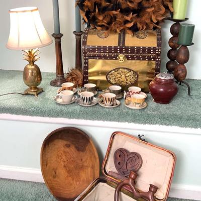 Brass Pineapple Lamp, Decorative Chests, Animal Cups And More Wooden Decor