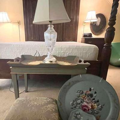 Table, Crystal Lamp & Home Decor