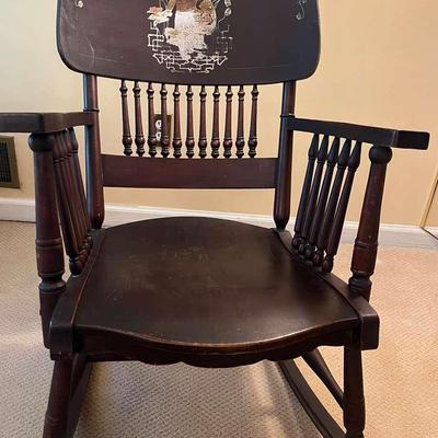 19th Century Art Nouveau Spindle Walnut Rocking Chair
