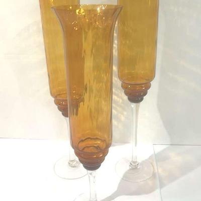 3 Glass Candle Holders