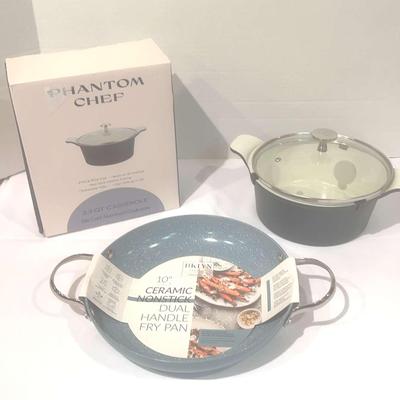 2.3 QT Casserole Pot and 10" Ceramic Non-Stick Fry Pan Dual Handle