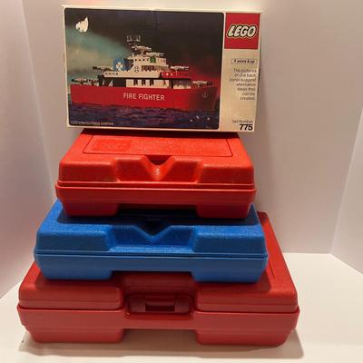 Lot F LEGO 3 Sets Older Storage Containers and 755 Fire Fighter