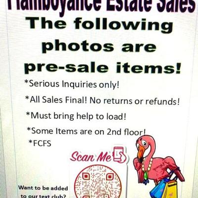 Pre Sale Items (Big Items only) Please read info! 