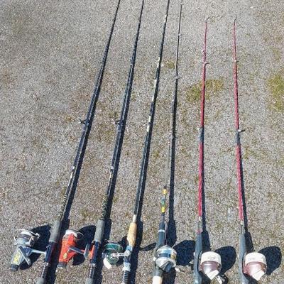 Six Vintage Fishing Rods & Reels 