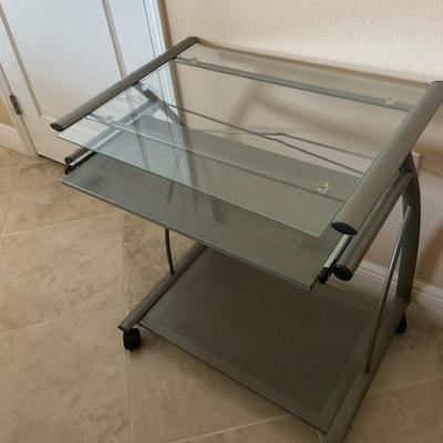 Computer Desk Metal Frame With Glass Top 
