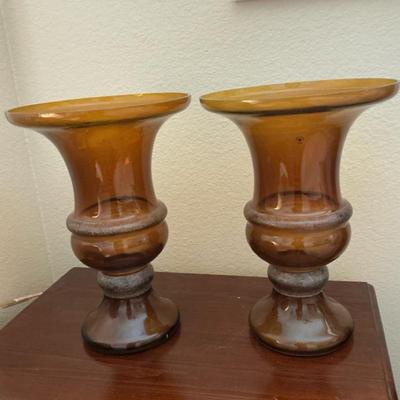 Bombay Amber Glass Urns Pair