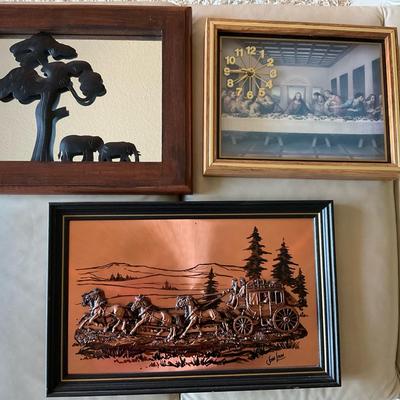 John Lou’s Copper 3-D Western Art & Elephant Metal And Mirror Art