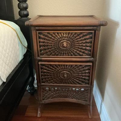 Bamboo Rattan Sunburst Bedside Table #1