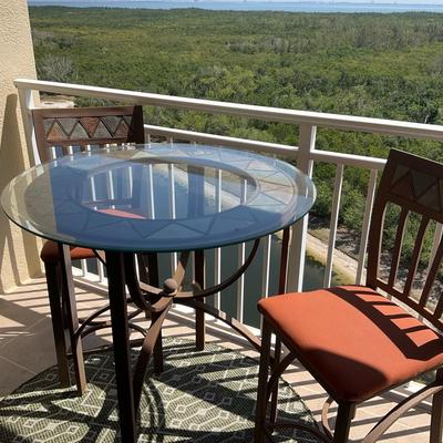 Glass Top Bistro Set With Rug  