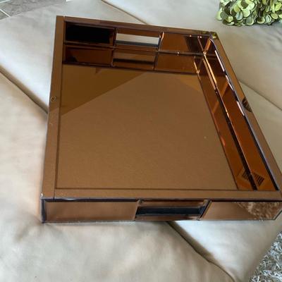 Bronze Mirrored Tray With Handles  