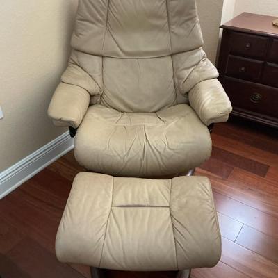 Stressless Leather Recliner With Ottoman