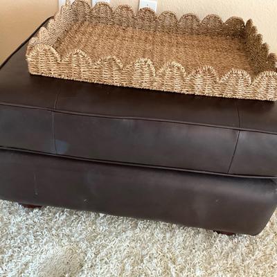 La-Z-boy Brown Ottoman And Woven Tray 