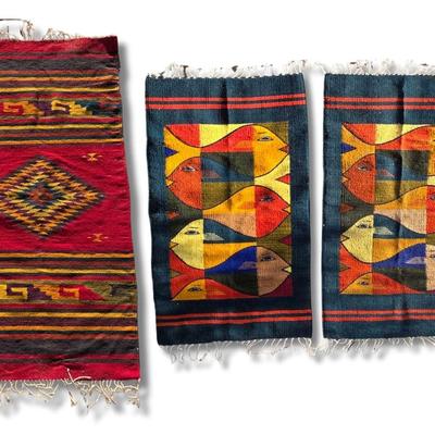 (3) Zapotec Tribe Rugs from Oaxaca, Mexico