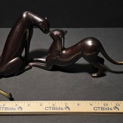 Original Loet Vanderveen Bronze Sculpture - "Cheetah Pair" (#275/750)