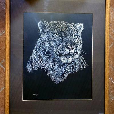 Original Gordon Jemeyson Scratch Board Etching 