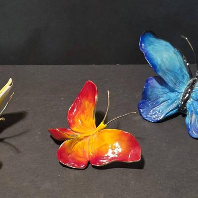 Original Ron & Sheila Ruiz Bronze Butterfly Sculptures (3)