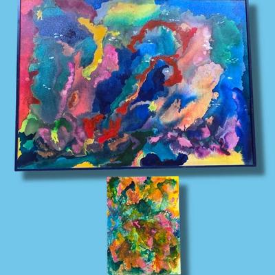 (2) Original Abstract Paintings by Sandy Robinson